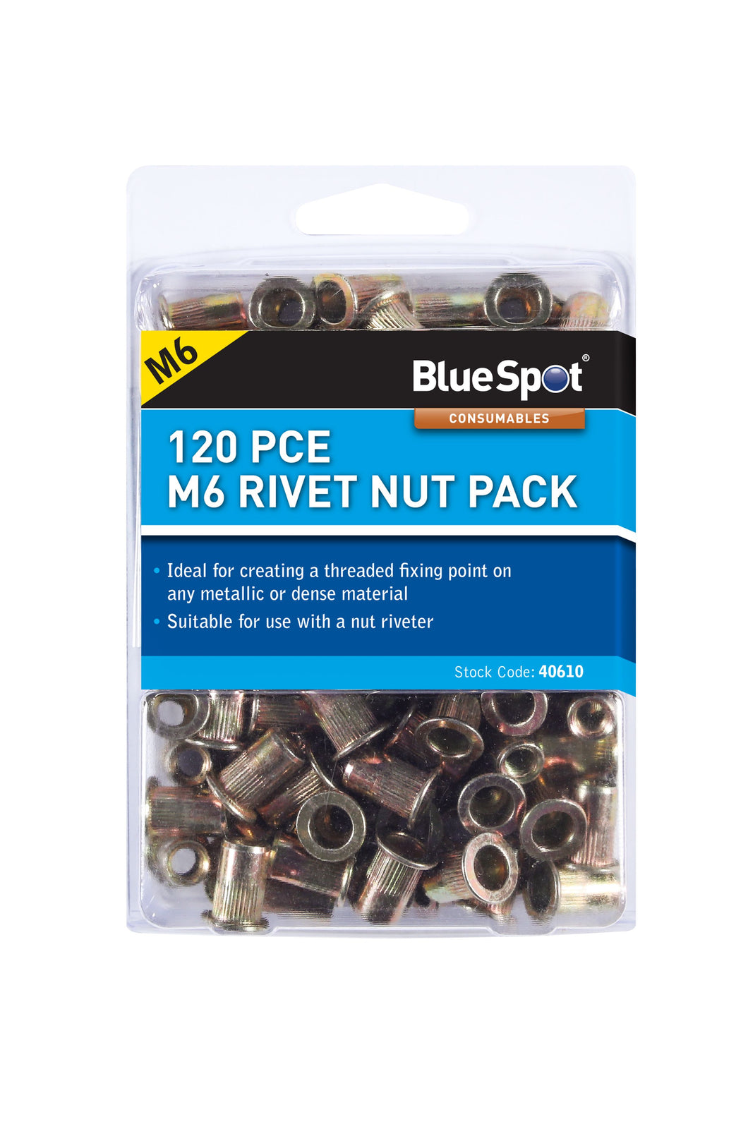 Blue Spot 120 Piece M6 Rivet Nut Pack