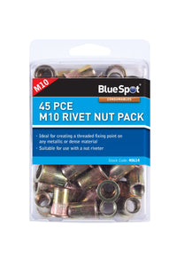 Blue Spot 45 Piece M10 Rivet Nut Pack