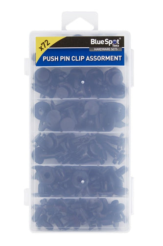 Blue Spot 72 Piece Assorted Push Pin Clips