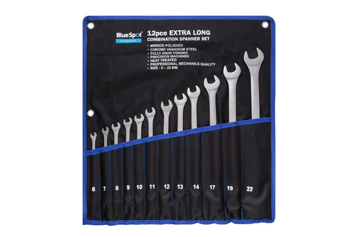 Blue Spot 12 Piece Extra Long Metric Combination Spanner Set (6-22mm)