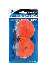 Blue Spot 2 Pack Cam Buckle Tie Downs (25mm x 2.5m/8ft)