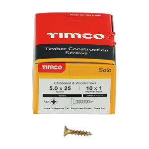 Timco 5mm - Woodscrews CSK - Yellow Passivated