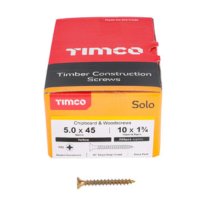 Timco 5mm - Woodscrews CSK - Yellow Passivated