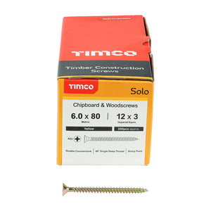 Timco 6mm - Woodscrews CSK - Yellow Passivated