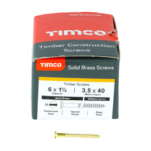 Load image into Gallery viewer, Timco Brass Woodscrews - Slotted Countersunk