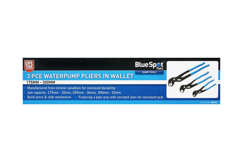 Blue Spot 3 Piece Waterpump Pliers In Wallet (175mm - 300mm)
