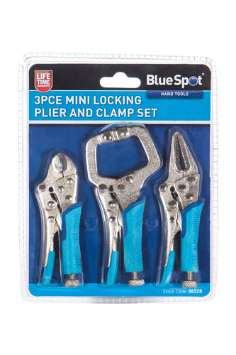 Blue Spot 3 Piece Mini Locking Plier and Clamp Set