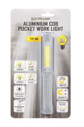 Electralight Aluminium COB Pocket Work Light (375/100 Lumens)