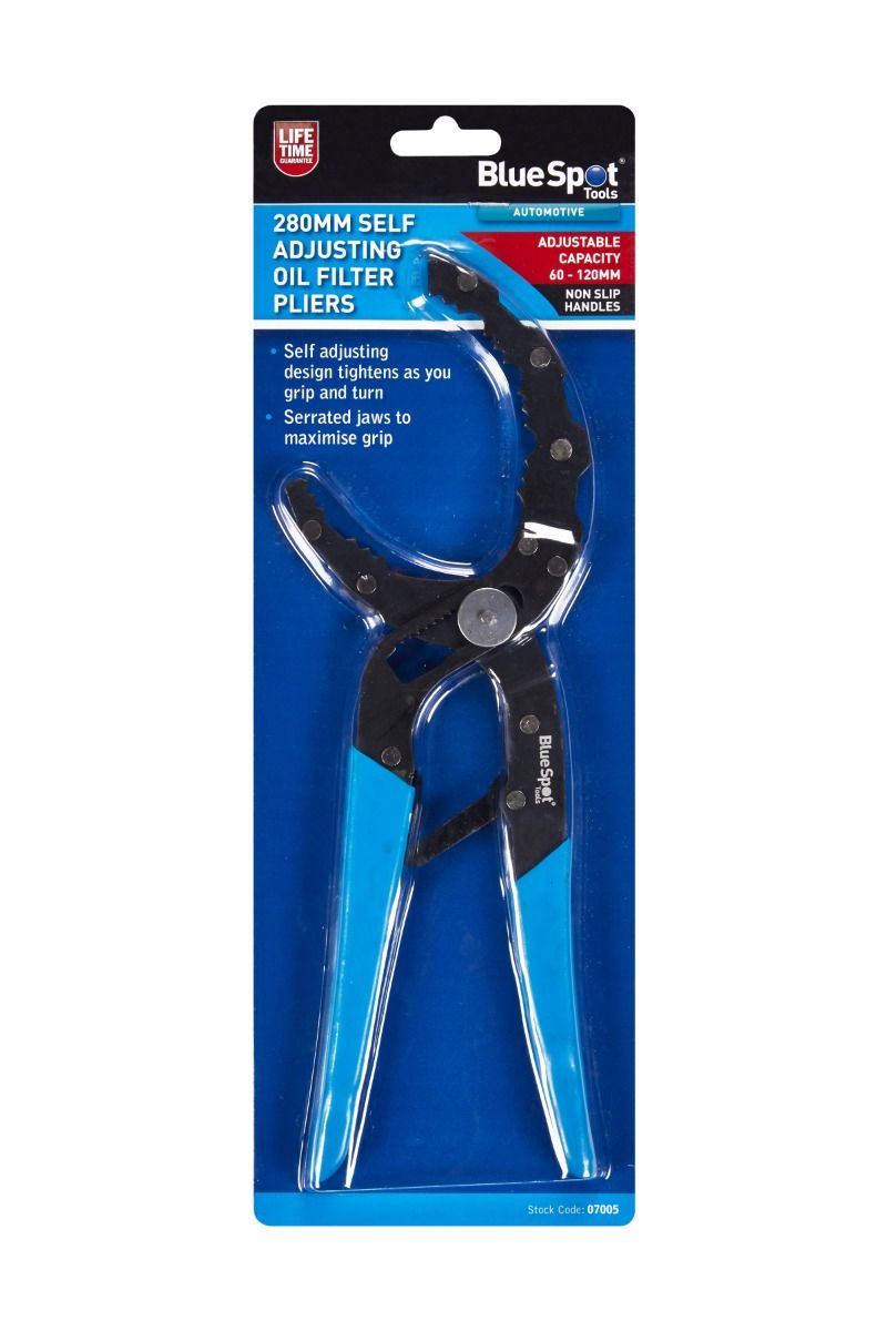 Blue Spot 280mm Self Adjusting Oil Filter Pliers (60-120mm)