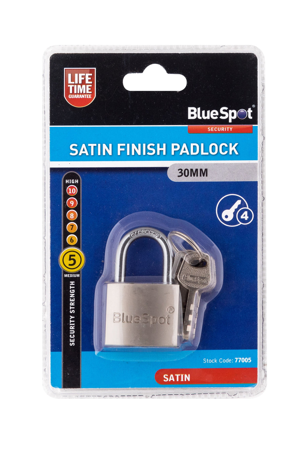 Blue Spot 30mm Satin Finish Padlock