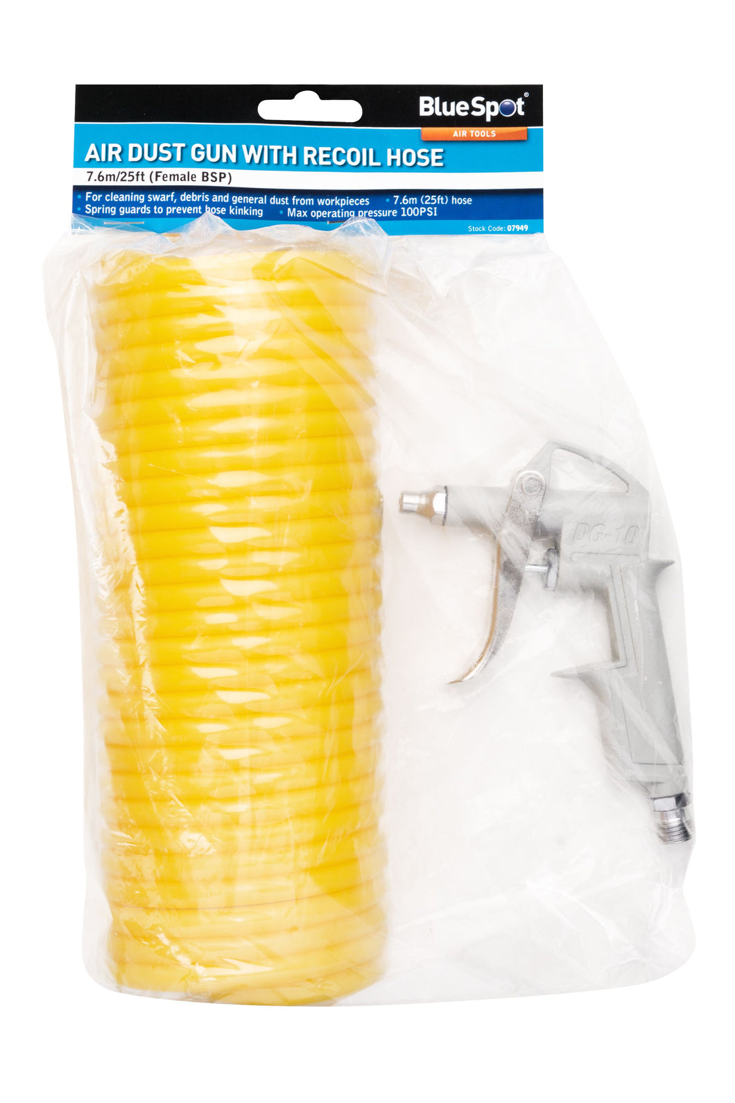 Blue Spot Air Dust Gun with Nylon Recoil Hose (7.6m/25ft) (Female BSP)