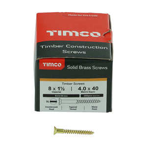 Timco Brass Woodscrews - Slotted Countersunk