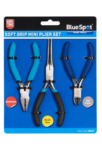 Blue Spot 3 Piece Soft Grip Mini Plier Set