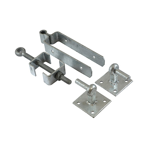 Adjustable Hinge Set With Hook On Plate - Hot Dipped Galvanised - 300mm