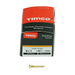 Timco Brass Woodscrews - Slotted Round Head