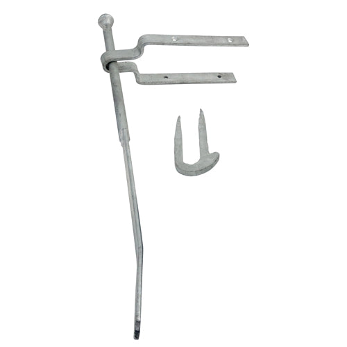 Spring Gate Fastener Set With Staple Catch - Hot Dipped Galvanised - 610mm