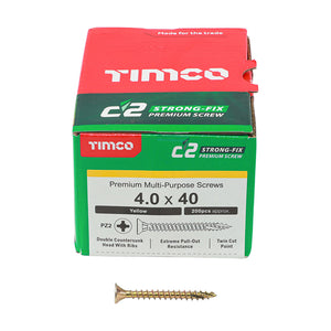 Timco C2 Multi-Purpose Advanced Screws - Double Countersunk - Yellow Passivated
