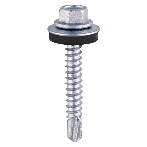 Timco Self-Drilling Screws - Hex - Light Section Steel - Zinc - with EPDM Washer