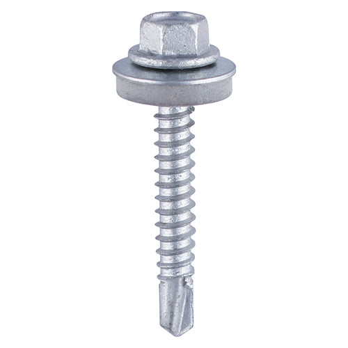 Timco Self-Drilling Screws - Hex - Light Section Steel - Silver- with EPDM Washer