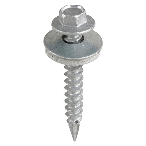 Timco Metal Construction Thin Sheet Metal to Timber Screws - Hex - EPDM Washer - Slash Point - Exterior - Silver Organic