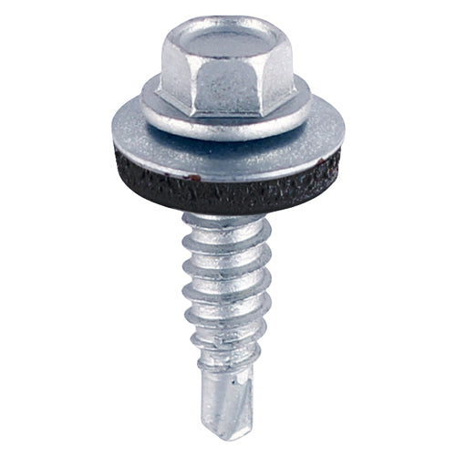 Timco Stitching Screws - Hex - For Sheet Steel - Zinc - with EPDM Washer - 6.3mm x 22mm