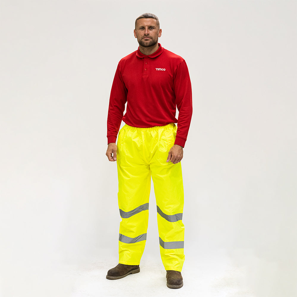 Hi-Vis Trousers - Elasticated Waist - Yellow